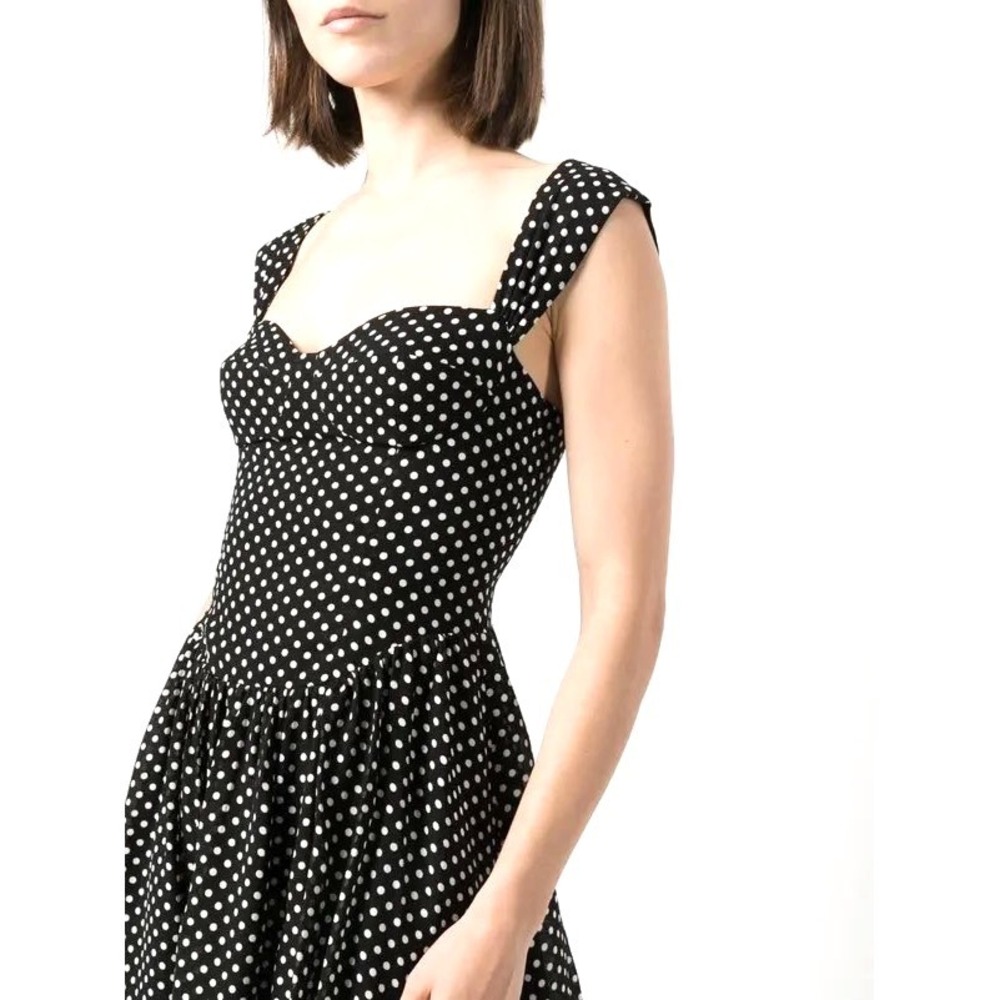 Reformation Taiga Mini Dress Women 2 Black Polka Dot Parisian Coquette Girl